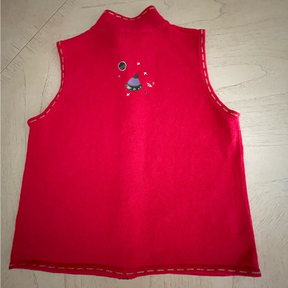 Christopher & Banks Snowman Christmas Sweater Vest Zip up – Women’s Large  L - Picture 3 of 12